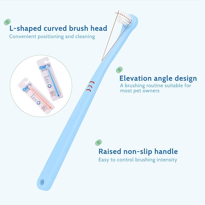 2 Pack Dog and Cat Toothbrush Kit - Mini Head Soft Brush for Deep Clean - Suitable for Puppy, Kitten, Small Pets - Portable Travel Friendly and Easy to Use