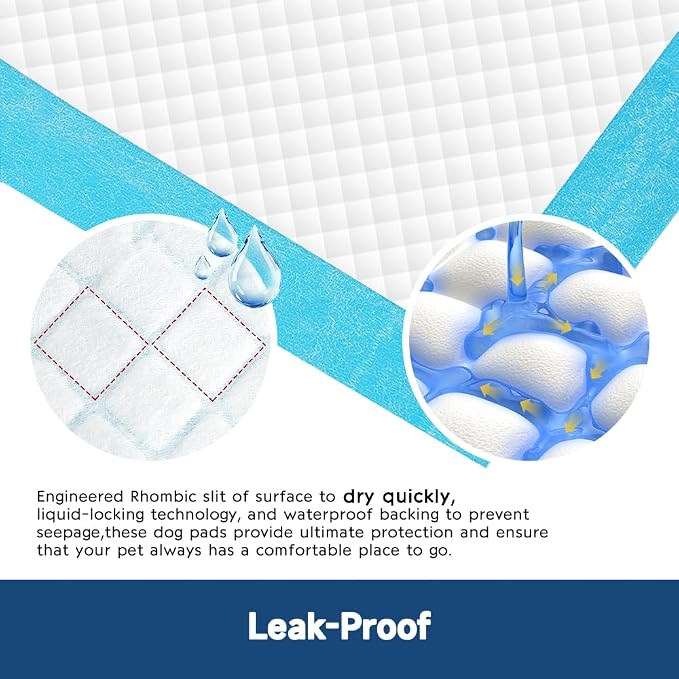 100 Count 22” x 22” Disposable Dog Pee Pads, Super Absorbent Leakproof Puppy Pads Quick Drying, Pee Pads for Dogs, Potty Dog Training Pads