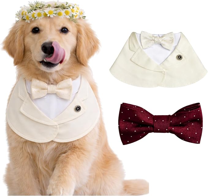 Premium Large Dog Wedding Bandana for French Bulldog, Large