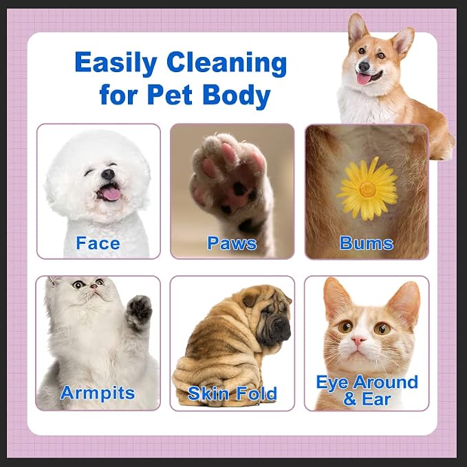 DR.EASY Odor Remover Grooming Wipes, Lavender, 100 Count