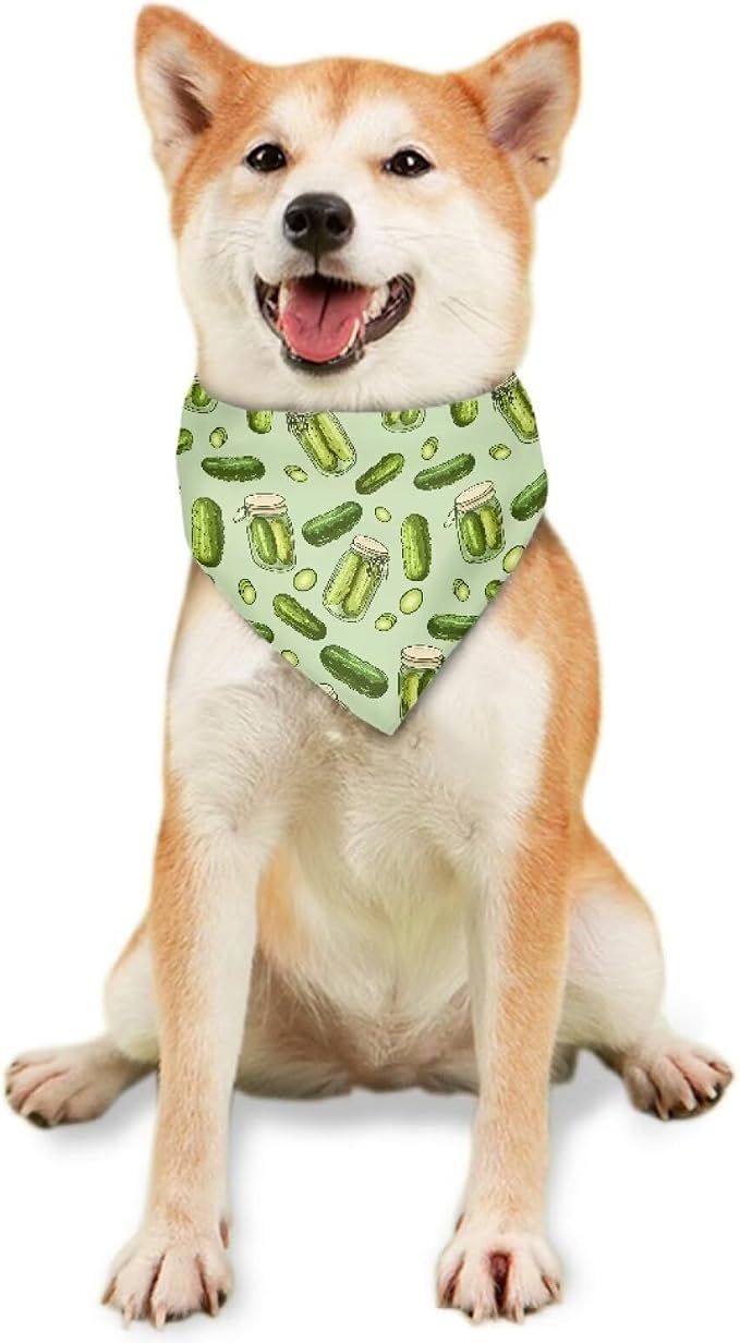 Forchrinse Cucumber Dog Bandana Pet Triangle Scarf Accessories Puppy Kerchief Polyester Dog Scarf Bib, One Size, Medium, Polyester, Cucumber