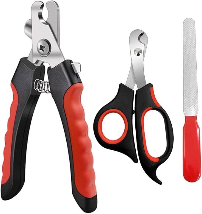 Pet Nail Clippers & Trimmers Set, Razor Sharp, Red
