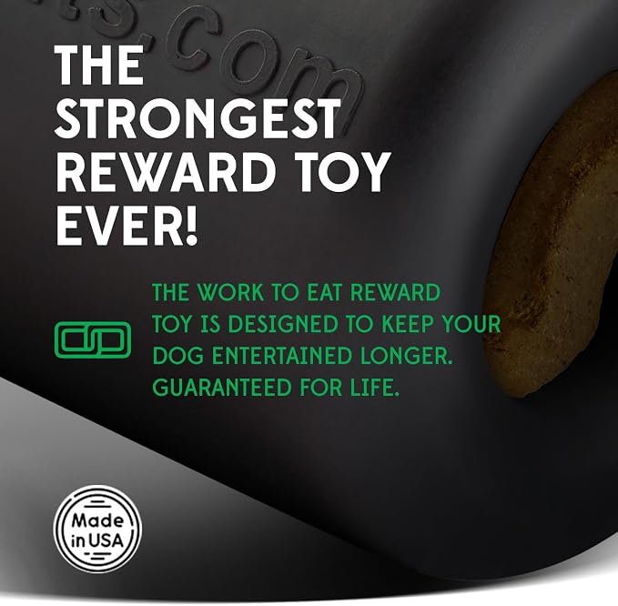 Goughnuts Work to Eat Dog Treat Toy – Virtually Indestructible Rubber Treat Dispensing Dog Toys for Aggressive Chewers, Mental Enrichment Feeder and Fillable Chew for Large Dogs, Freezable, USA Made