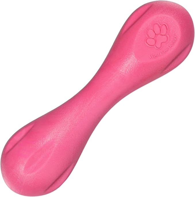 WEST PAW Zogoflex Hurley Dog Bone Chew Toy – Floatable Pet Toys for Aggressive Chewers, Catch, Fetch – Bright-Colored Bones for Dogs – Recyclable, Dishwasher-Safe, Non-Toxic, X-Small, Geranium