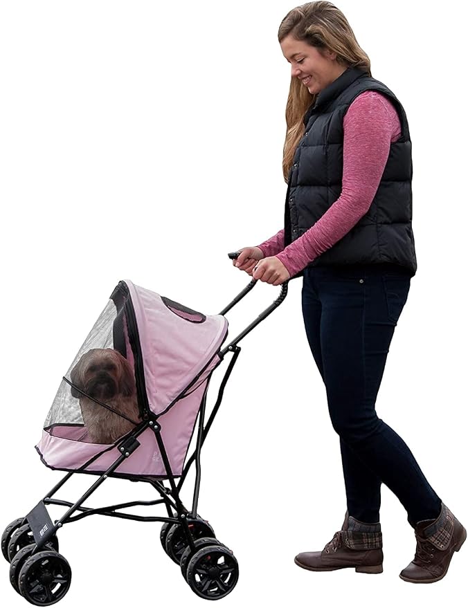 Pet Gear Travel Lite Plus Stroller - New Rose Pink, up to 15lbs