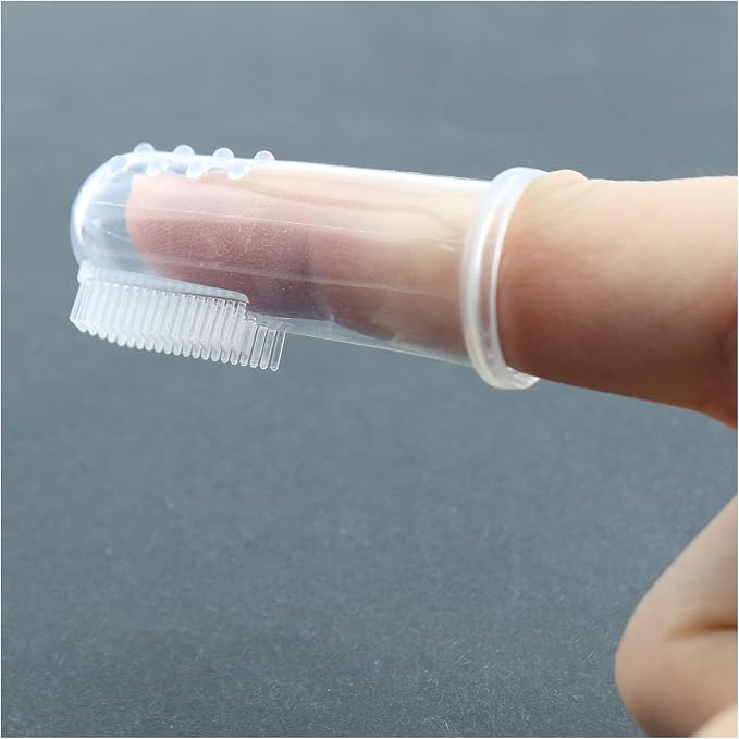 RLECS 10PCS Inner Diameter 17mm Finger Sleeve Design Transparent Silicone Pet Finger Toothbrush Cat Dental Hygiene Supplies
