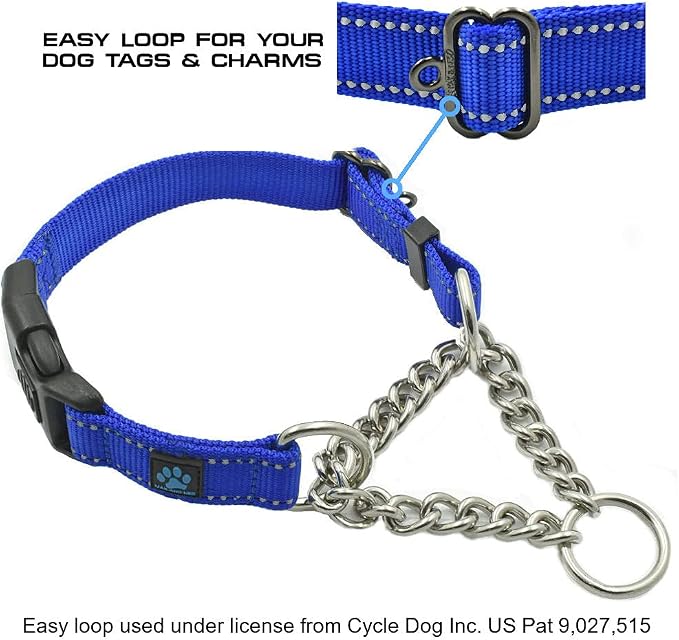 Max and Neo Stainless Steel Chain Martingale Collar - We Donate to a Dog Rescue for Every Collar Sold (Large, Pink)