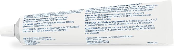 C.E.T. Enzymatic Toothpaste for Dogs and Cats, Seafood, 2.5oz | Plaque and tartar control for fresh breath, pet dental care toothpaste, Dual enzyme system, seafood flavored toothpaste