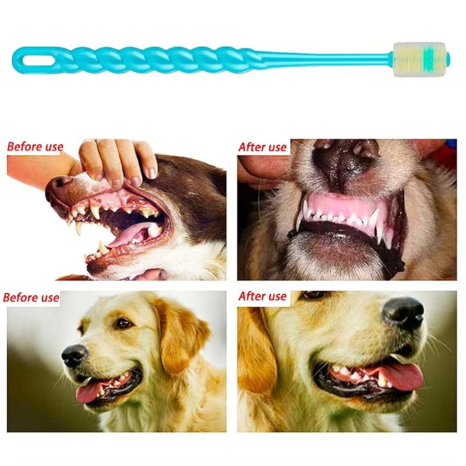 DQITJ 4 Pcs 360-Degree Small Dog and Cat Soft Toothbrush Soft Silicone Deep Pet Teeth Cleaning Kit (Colors May Vary)