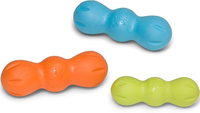 WEST PAW Zogoflex Rumpus Dog Chew Toy – Floatable Toy for Dogs, Aggressive Chewers – Puppy Chewing Toys for Catch, Fetch – Recyclable, Dishwasher-Safe, Small 5.25", Aqua Blue