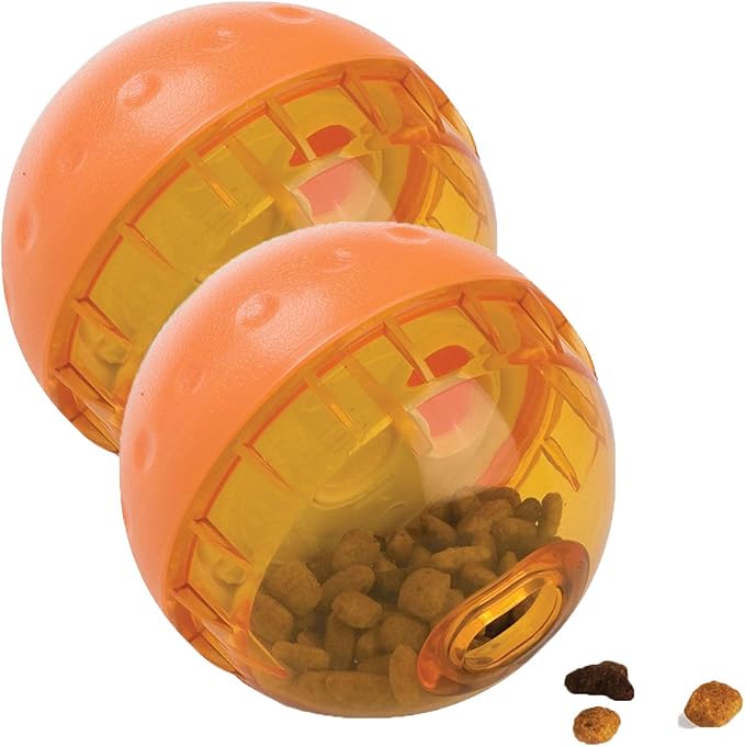 OurPets IQ Treat Ball Interactive Food Dispensing Dog Toy, 4 Inches (2 Pack)(colors may vary)