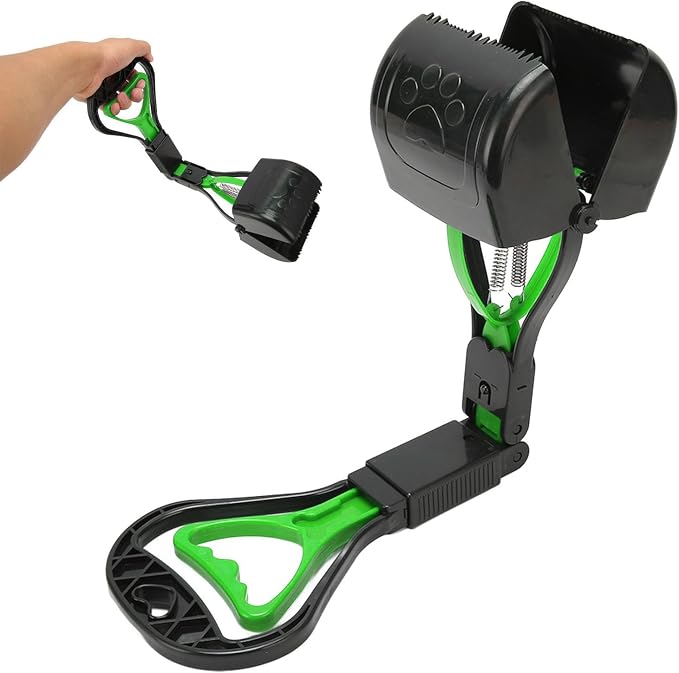 Pet Pooper Scooper, Multipurpose Long Handle High Strength Durable Folding Portable Dog Poop Scooper, Waste Pick Up Shovel Portable Pet Poop Picker for Medium Small Dogs for Outdoor(Green)