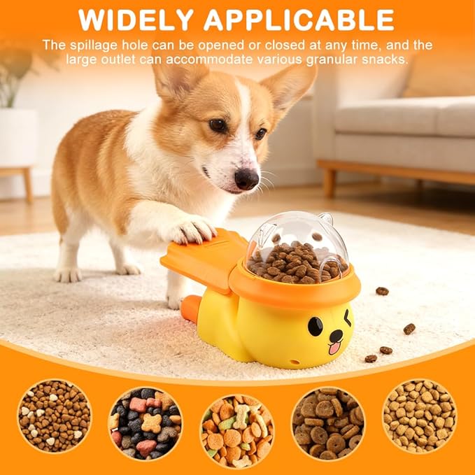 Dog Interactive Treat Dispenser Toy, Interactive Dog Toys Food Puzzle Do g Treat Dispenser Slow Feeder for Small Medium Dogs Cats IQ Training Reduces Bloating for Healthy Eating (Yellow)