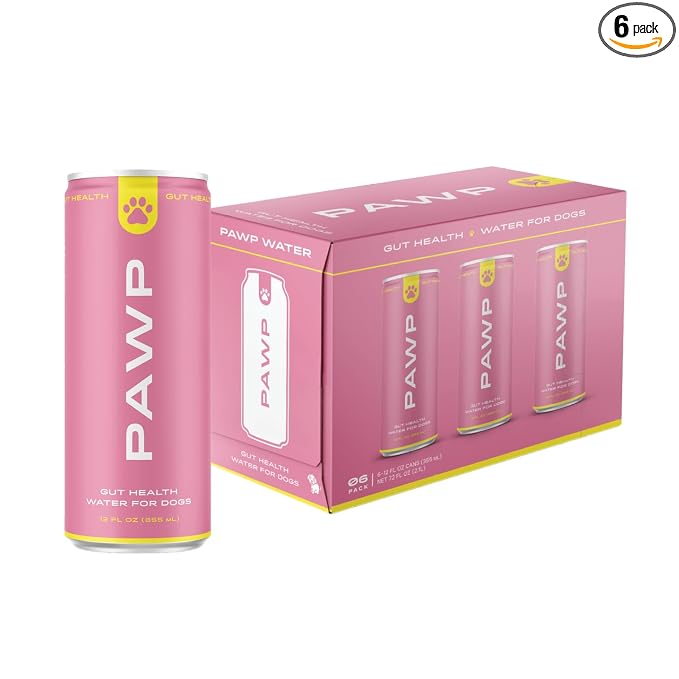 Gut Health Hydration for Dogs by PAWP WATER | Prebiotic & Postbiotic | Supports Digestion, Gut Balance & Immune Health | 6 Resealable 12 oz Cans