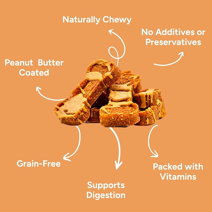 Gaines Family Farmstead Peanut Butter Coated Sweet Potato Dog Bones – 8 oz Bag, Grain-Free, Chewy, Natural Dog Treats for Digestion, Skin, Energy & Immunity – Limited Ingredient, Made in USA