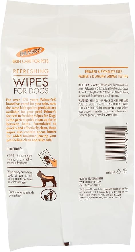 Palmer's for Pets Cocoa Butter Grooming Wipes, 100 Count (3 Pack)