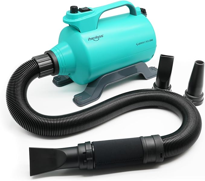 Dog Dryer High Velocity Pet Dog Grooming Force Hair Dryer/Blower 5.0HP | Super cyclone 5.0HP high velocity blower dryer for professional dog pet grooming, Green SHD-2600P