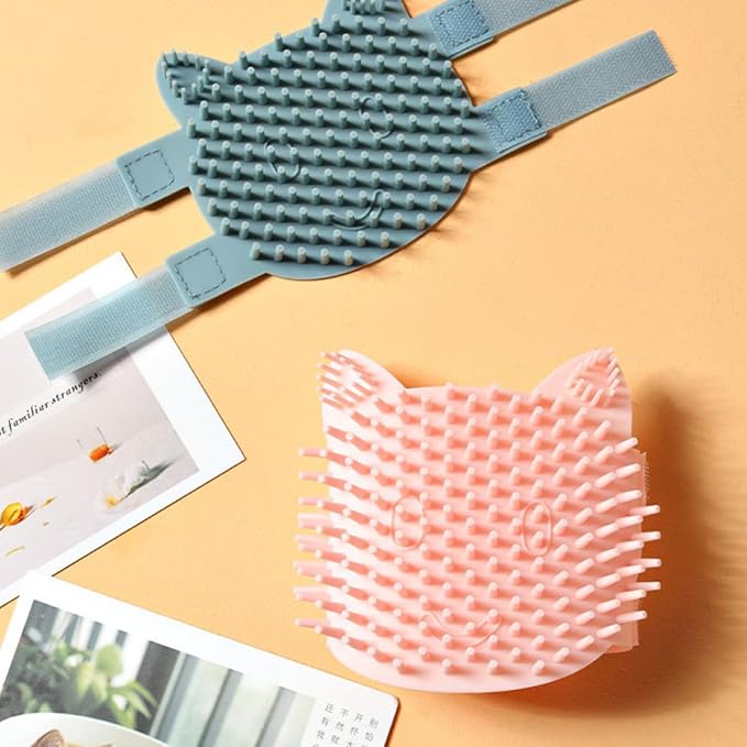Abaodam Silicone Cat Massage Comb Corner Self Grooming Brush for Cats Pink Large Dual-use Wet Dry Pet Shedding Massage Tool