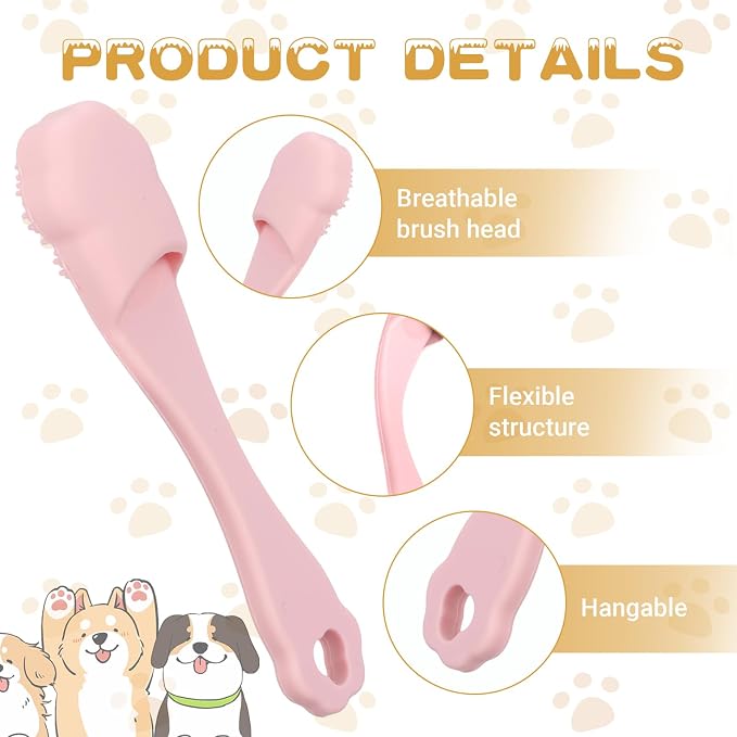 4 Pack Dog Finger Toothbrush Small Breed, Silicone Dog and Cat Finger Toothbrush Kit Food Grade, Easily Clean Teeth Dirt
