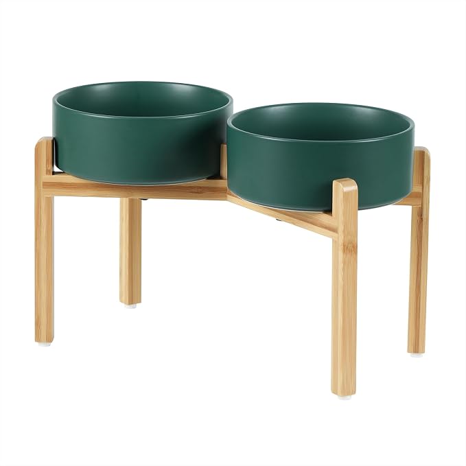 Havniva 8.3” Dog Bowls Elevated Ceramic Dog Food and Water Bowl Set, Double Raised Dog Water Bowl with Stand Non-Slip Rubber Base Large Capacity Feeding Pet Food Bowl for Large Dogs