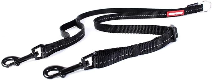 EzyDog Leash Soft Touch Coupler Lite for Tangle Free Double Dog Walking | Adjustable Side from 14" to 24", Fixed side at 24", Tangle Free, 1/2" Width Webbing, Traffic Handle