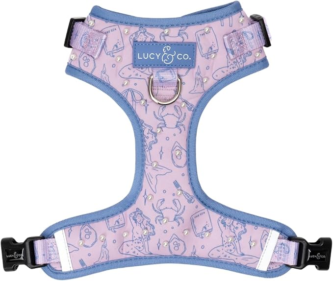 Lucy & Co. Magnificent Mermaids Pearl No-Pull Dog Harness, Adjustable Front Clip Harness with Comfort Padding, X-Large