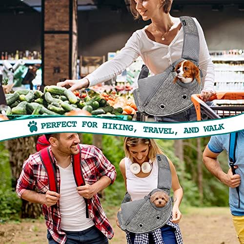 PetAmi Small Dog Sling Carrier, Hands-Free Purse, 5 lb, Gray
