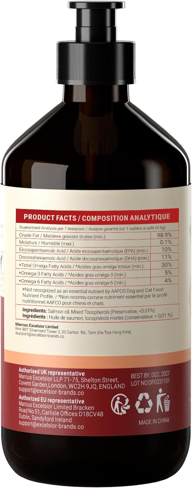 ZENO Wild Alaskan Salmon Oil for Dogs & Cats - Pure Fish Oil for Dogs with Omega 3, EPA & DHA Supplements for Skin & Coat, Joint and Brain Support, Heart & Immune System - 8.5 oz
