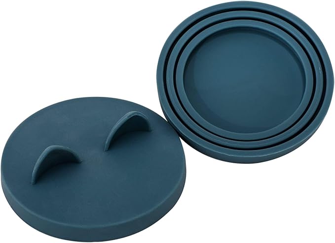 OHMO 3-in-1 Dog Food Can Lids, Cat Food Can Covers, 2pcs, Dark Blue