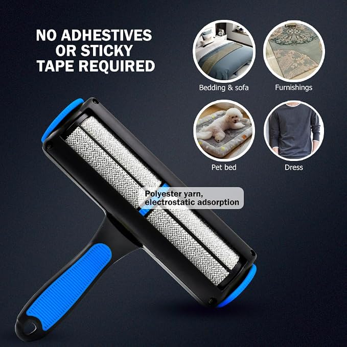 Pet-Pristine Pet Hair Remover Roller and Mini Detailer Combo Pack - Effortless Cats and Dogs Reusable Hair Removal for Couches, Beds, Carpets, Furniture