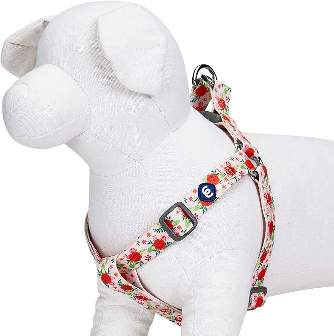 Blueberry Pet Essentials Step-in Spring Scent Inspired Garden Floral Dog Harness in Baby Pink, Chest Girth 26" - 39", Large, Adjustable Harnesses for Dogs