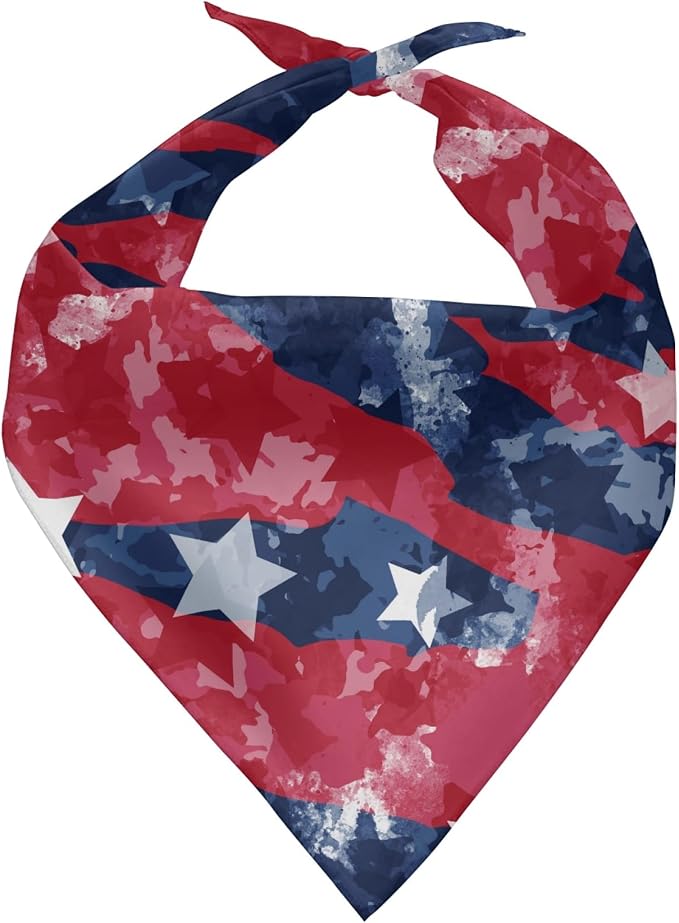 Jeiento USA Flag Dog Bandanas Adjustable Bib for Dogs Cat Holiday Outfits Stars Triangle, Medium