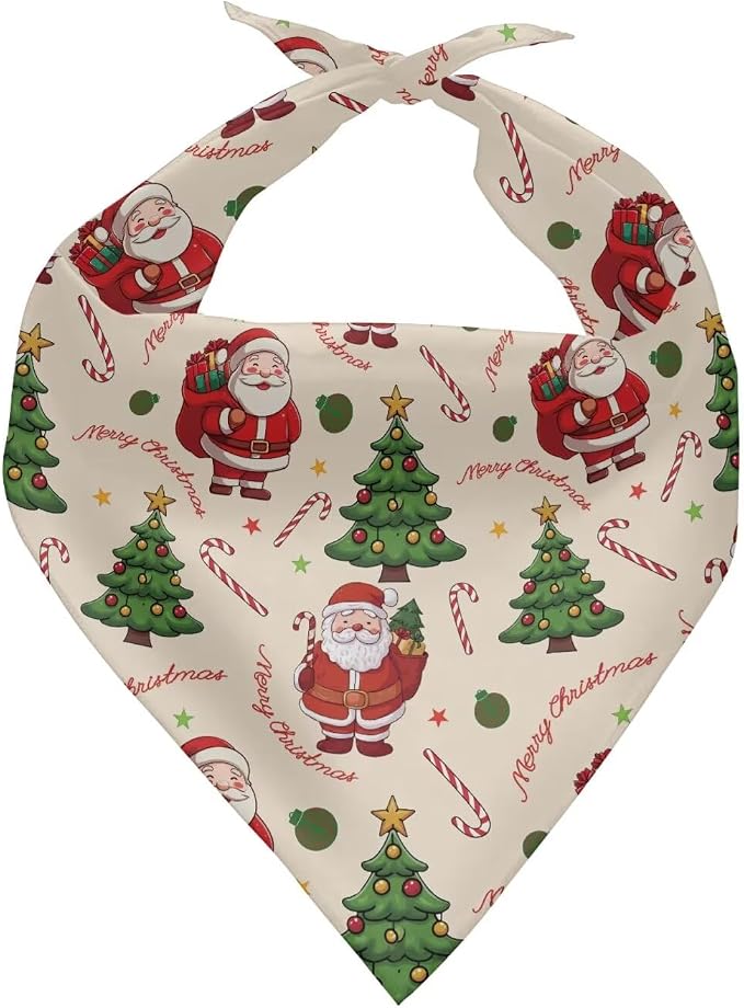 Jeiento Christmas Dog Bandanas Merry Christmas Santa Claus Tree Scarf Pets Bibs Triangle Scarf, Small, Polyester
