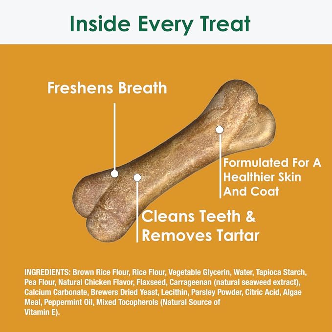 Bonies Natural Skin & Coat Formula Minis-Sized Bone, Promote Silky Coat & Healthy Skin, Healthy Teeth & Fresh Breath, Low Calories - Chicken Flavor, MINI Dogs, 20 Bones