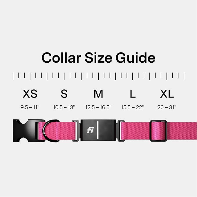 Fi Series 3+ GPS + Health Dog Collar, Pink, Medium, 12-Month Membership | Smart GPS dog collar with live tracking, health & behavior, Escape Alerts, LED light. Waterproof and Apple Watch compatible.