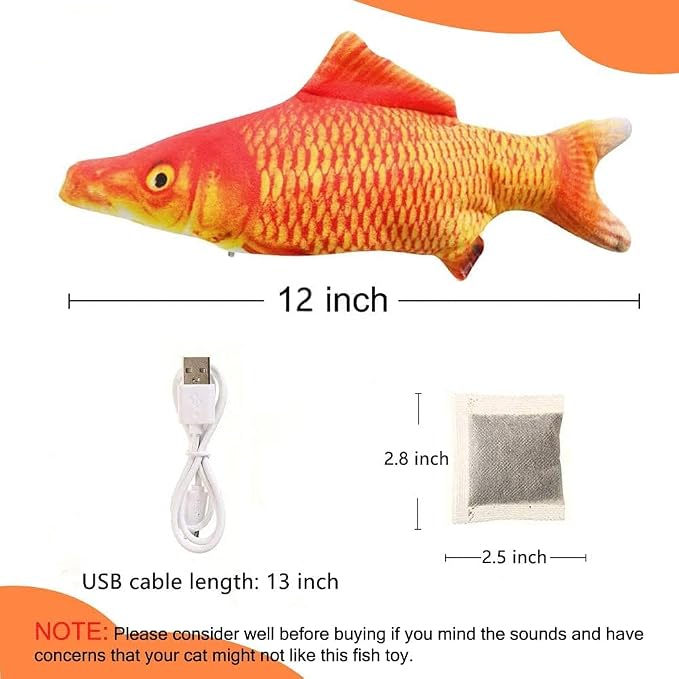 Tocirelo Cat Toys for Bored Indoor Adult Cats - Interactive Cat Toy Catnip | Catnip Kicker Toy for for Indoor Cats，Moving Kitten Kicker Self Play, 11" Electric Flopping Fish for Boredom Kitty Exercise