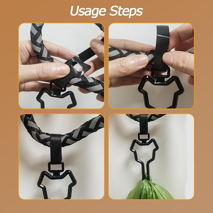 Dog Poop Bag Holder, Waste Bag Holder, Dog Poop Bag Carrier, Hand Free Holder (6 pack, Black)
