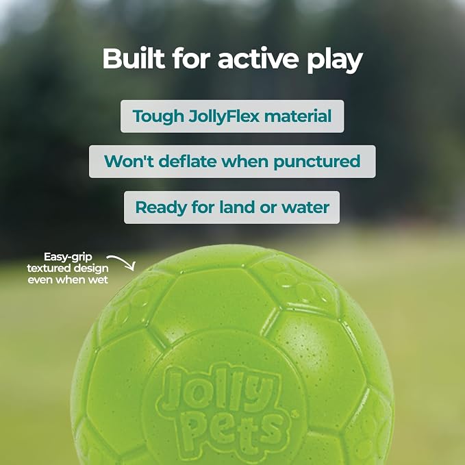Jolly Pets Large Jolly Soccer Ball, Floating-Bouncing, 8in, Green Apple