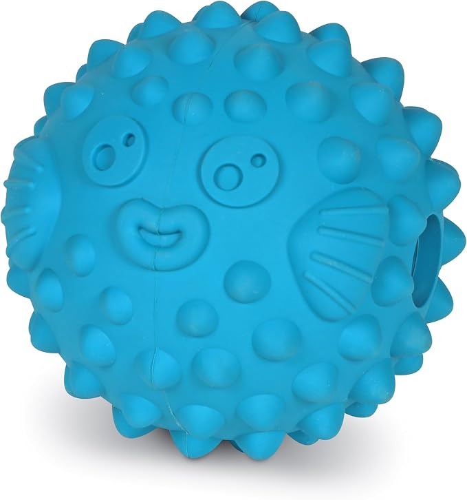 Brightkins Tough & Tumble Treat Dispenser Large Pufferfish - Interactive Dog Toys, Dog Treat Dispenser Toy, Puppy Training Toys, Durable Puzzle Balls for Dogs, Enrichment Slow Feeder Ball