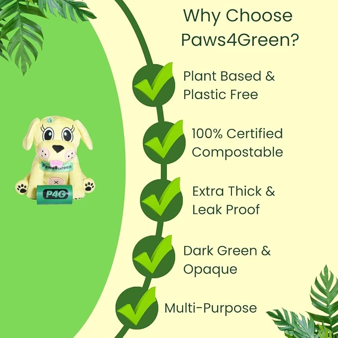 100% Certified Home Compostable Poop Bags (90Count 6 Rolls), Plant Based, Extra Thick (20 Micron), Leak Proof, Unscented Standard Size 9 X 13'', ASTM D6400 & EN 13432 Compliant