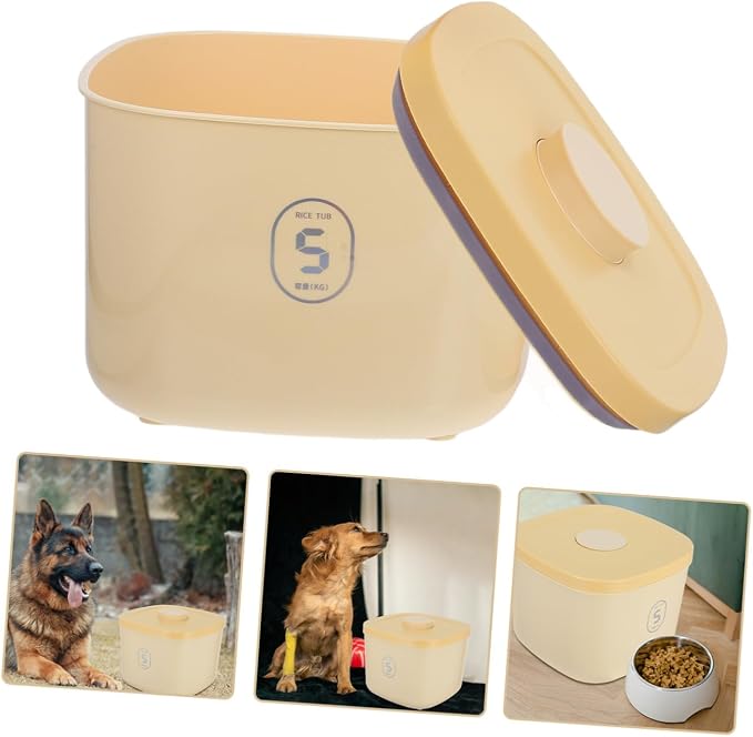 Vacuum Sealed Small Cat Food Storage Container Airtight Pet Food Canister Large Capacity Moisture-proof Yellow Bin Storage