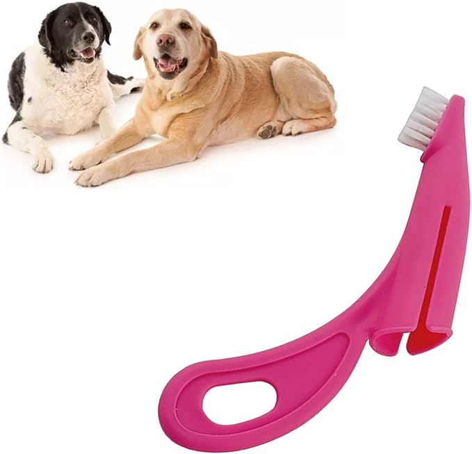 Dog Toothbrush, Tooth Brushing Kit for Dog Teeth Cleaning - Dental Care for Puppies, Cats & Small Pets, Nylon Remove Ergonomic Dog Finger Toothbrush (Red)