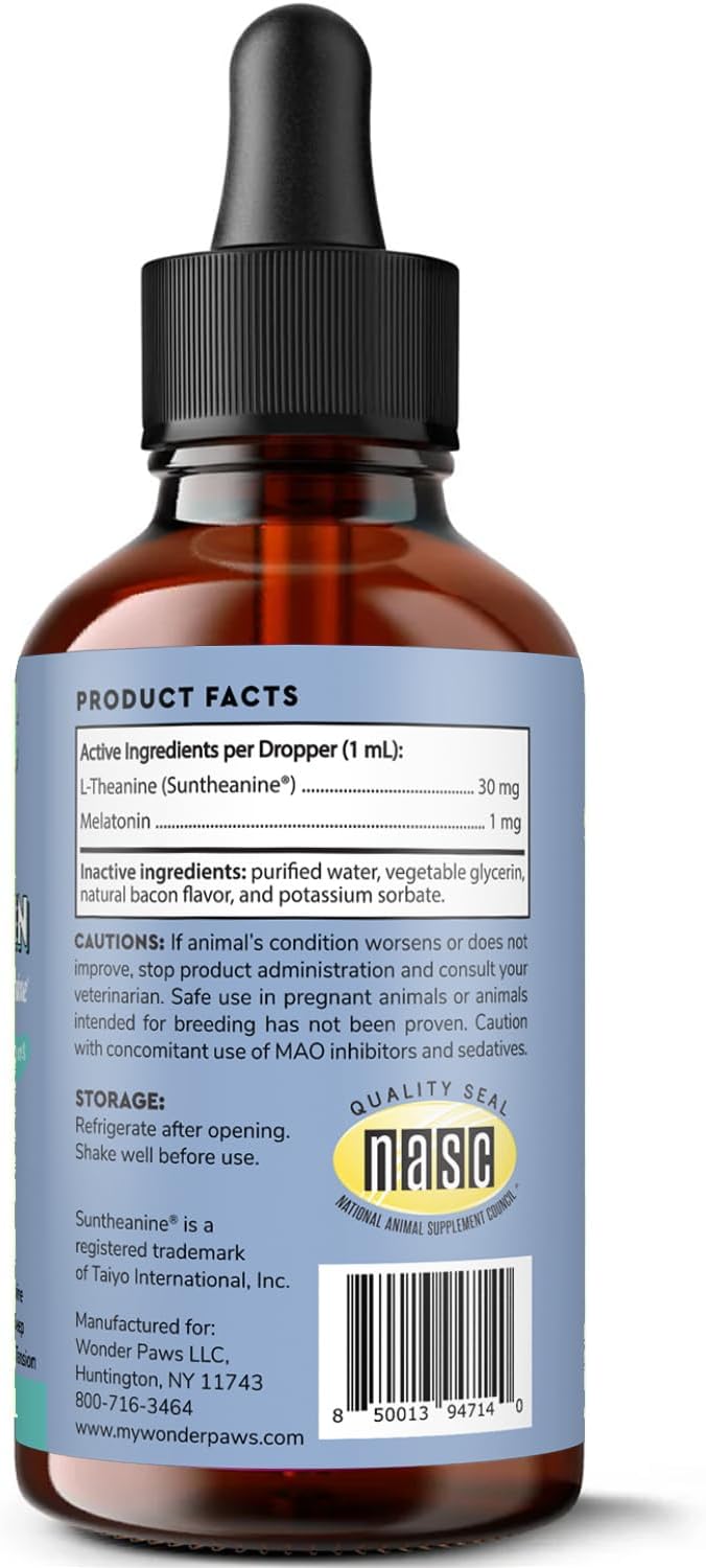 Wonder Paws Melatonin for Dogs, L-Theanine, 2oz