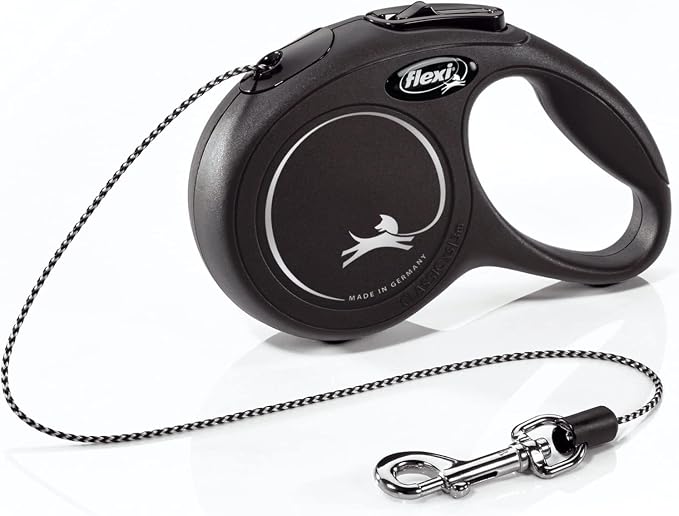 FLEXI® Classic XS Cord Retractable Dog Leash, 3-Finger Grip, 10 ft - Black | German engineered, Pocket-Size original flexi leash, durable quality for dogs up to 18 lbs, tangle-free,reliable brake system