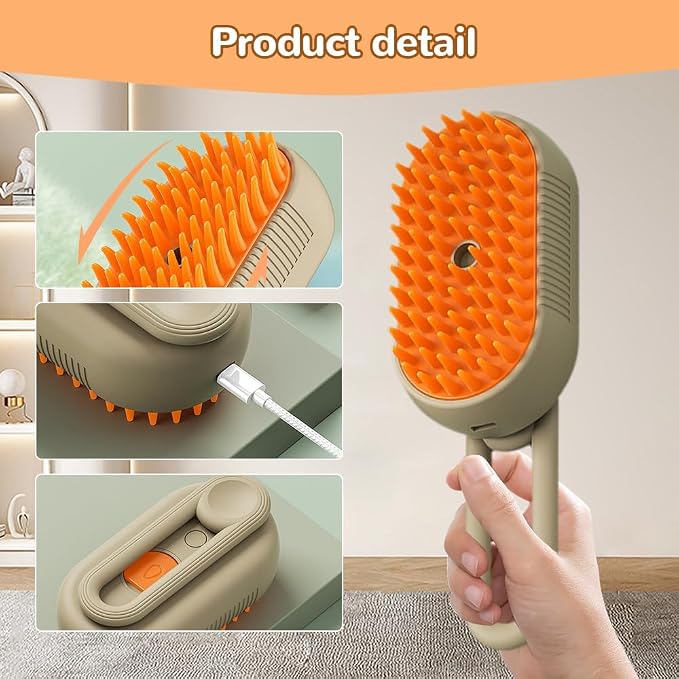 Cat Steam Brush, 2026 New 3 in 1 Cat Steamy Brush, Pet Steam Groomer Comb for Massaging and Cleaning Shedding Pets, Multifunctional Hair Removal Comb for Cats and Dogs (White 1pcs)