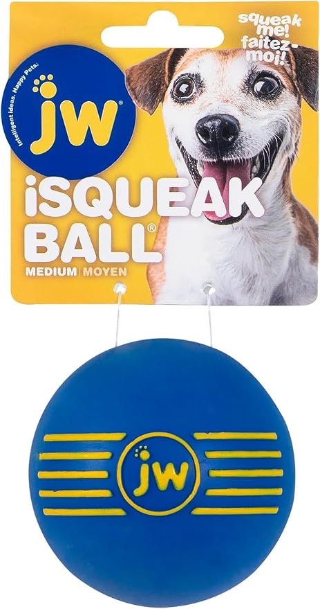 JW PET ISqueak Squeaker Dog & Puppy Fetch Chew Toy MEDIUM BALL 3 PACK