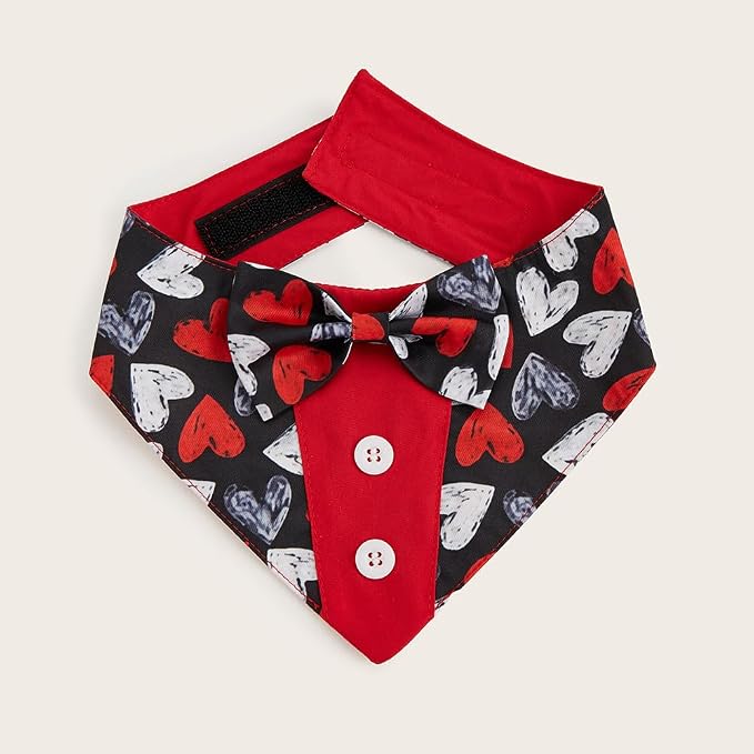 Valentine Dog Tuxedo Bandana with Bow Tie, Large, XS