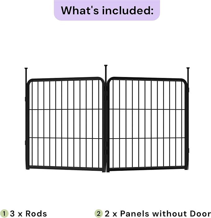 SunsGrove 24 inch 2 Panels Dog Playpen Outdoor for Small and Medium Dogs, Free and Safe Play Dog Fence Indoor, Black