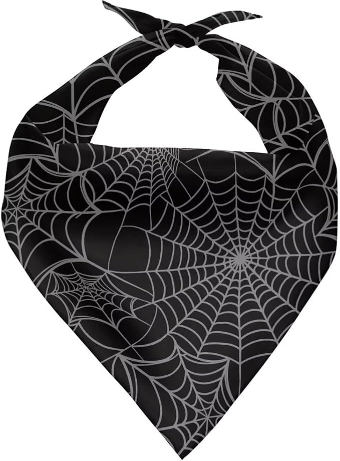 Jeiento Halloween Black Spider Web Dog Bandanas for Small Medium Large Dogs Cats Pets, Small, Polyester, Black