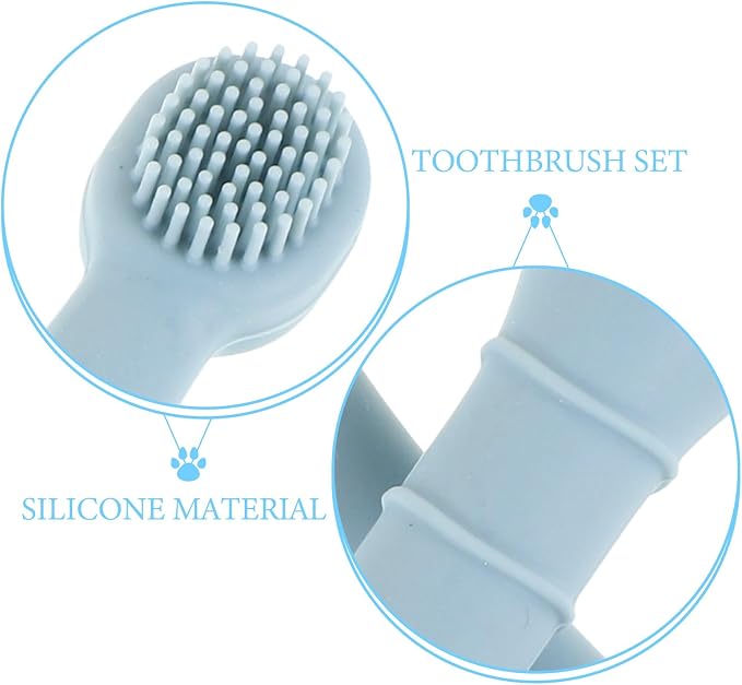 SEWACC 2pcs Silicone Pet Toothbrush Set, Fish-Shaped Finger Toothbrush for Small Dogs and Cats, Soft Puppy Oral Care Brush for at-Home Teeth Cleaning